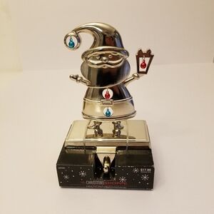 Santa Christmas Stocking Holder  Silver Metal Christmas Shoppe